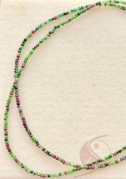 Kette Zoisit mit Rubin – Dynamik & Regeneration (zweireihig, facettiert, 2x3mm Buttons)